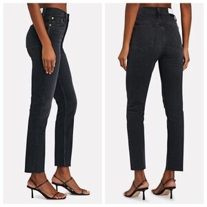 Re/Done 90s High Rise Ankle Button Fly Jeans Faded Coal Size 27